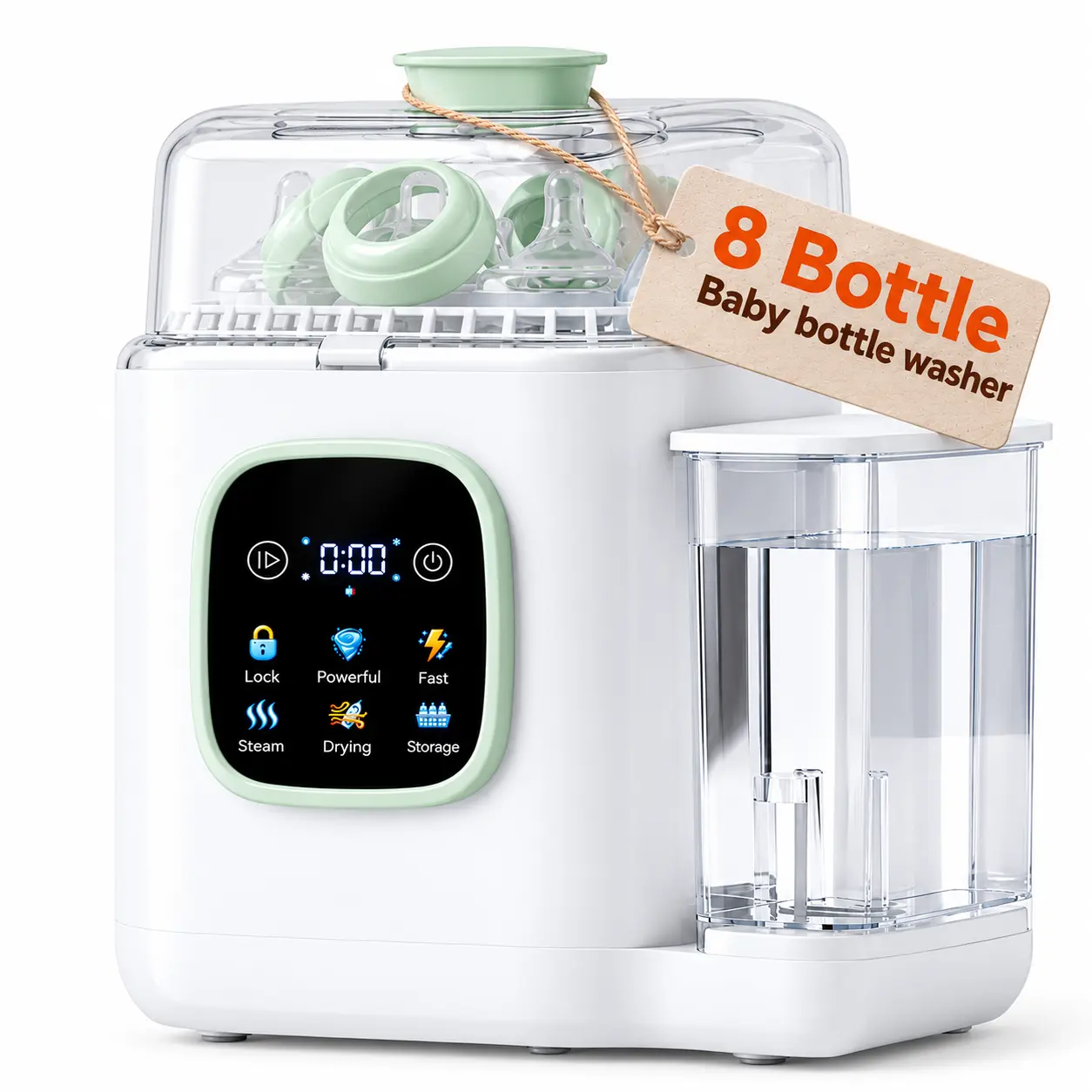 Baby Bottle Washer, 4-in-1 Cleaning Machine Fit 8 Bottles