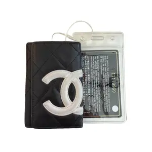 Pre-owned CHANEL Lambskin Small Leather Goods Quilted Cambon Key Case Wallet LS360