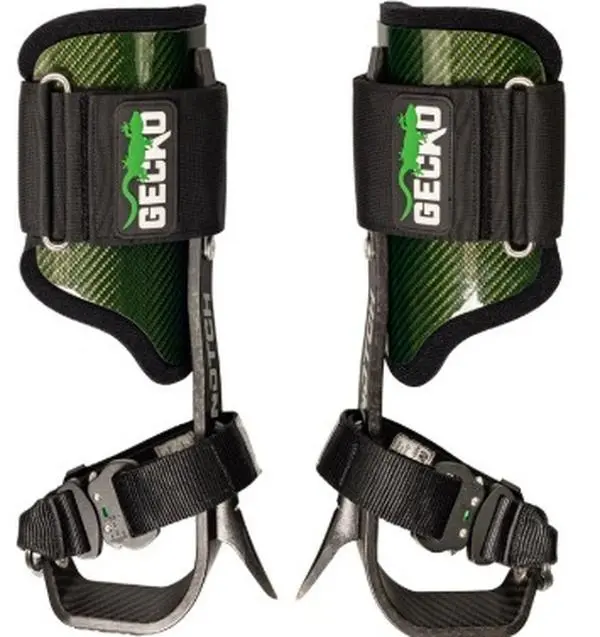 Notch Gecko Carbon Fiber 2.0 Climbers are Ultra-lightweight, ultra-comfortable. If you spend a lot of time in your spurs, you know that every ounce matters. These climbers come with short and long gaffs included.