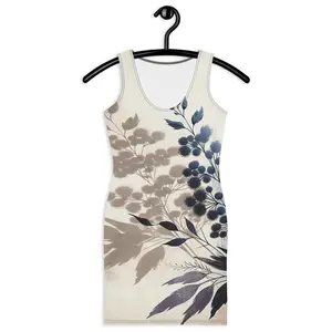 Indigo Twilight Botanical Silhouette Bodycon dress fashion dress spring Casual Fabric sundress Womenswear Fitted Spandex Statement