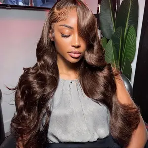 Recool Hair 100% Human Hair Dark Brown Glueless Body Wave Straight Pre-Cut 6×5 Lace Wig Wear & Go Wigs