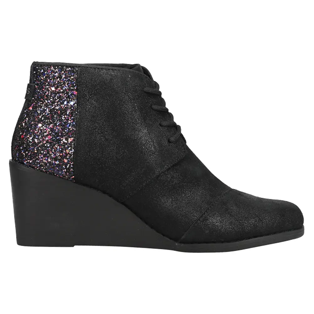 TOMS Womens Hyde Glitter  Casual Boots Ankle Mid Heel 2-3" - Black