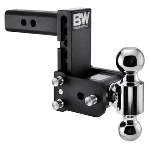 B&W Trailer Hitches Tow & Stow Adjustable Trailer Hitch Ball Mount - Fits 2" Receiver, Dual Ball (2" x 2-5/16"), 5" Drop, 10,000 GTW - TS10037B