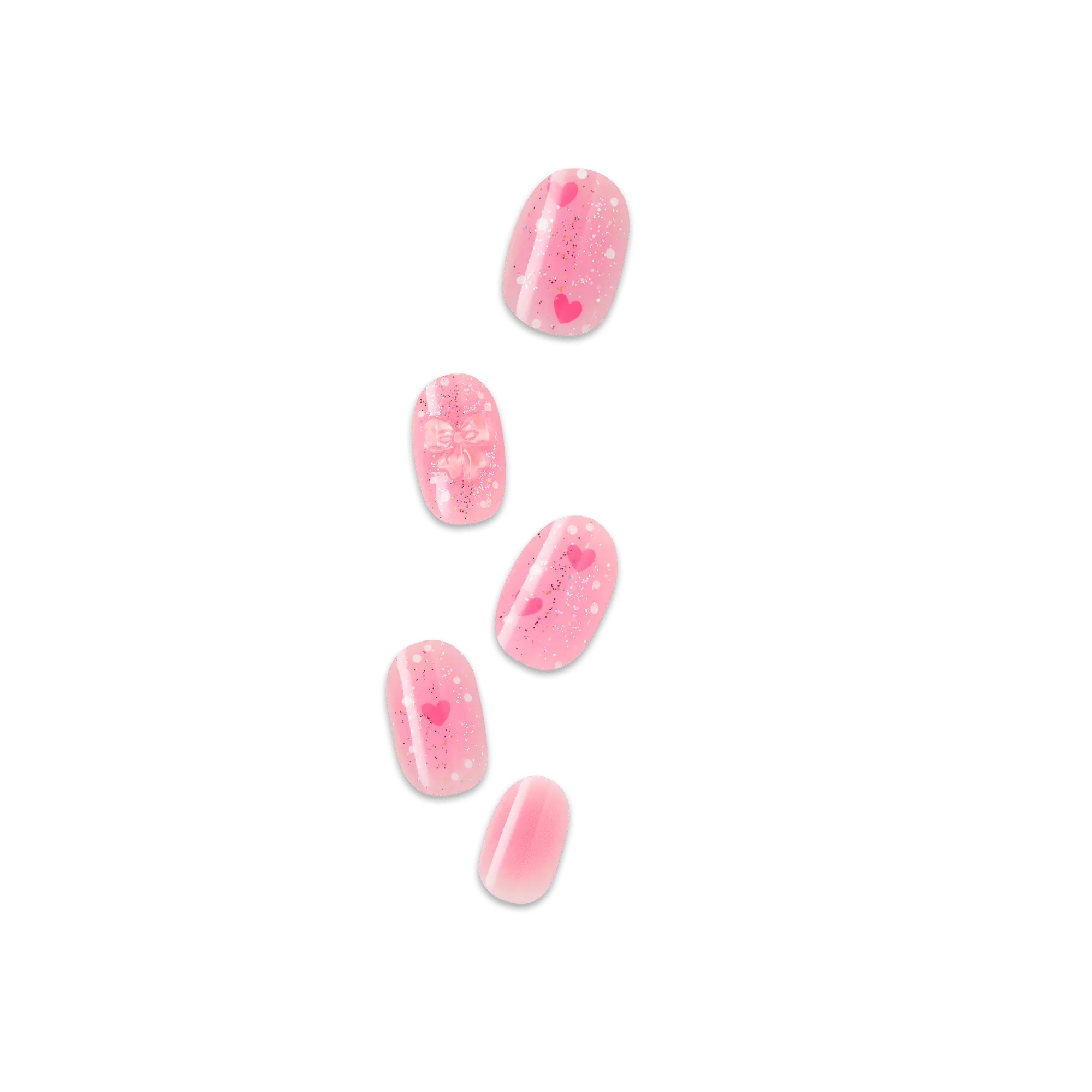 Impress Design No Glue Fake Press On Nails - Cupid Love | 3D & Jewel Design,  Pink, Short, Oval, Manicure