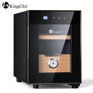 KingChii 16L Premium Spanish Cedar Storage Cabinet with Temperature Control Built in Hygrometer 2 Layer Electric Collection Box 100 Counts Capacity