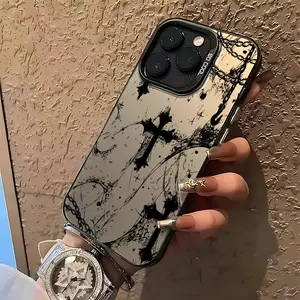 Cool Dark Gothic Cross Mark Phone Case Casing Suitable for iPhone 17 16e 16 15 14 13 12 11 Mini Pro Max Air X XR XSMAX 8 7 Plus Anti Fall Protection Matte Back Cover