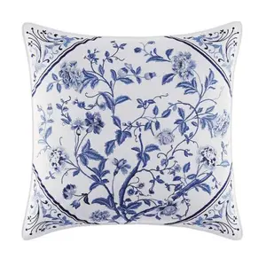 Laura Ashley Ch arlotte China B lue 16" X 16" S quare Pillow