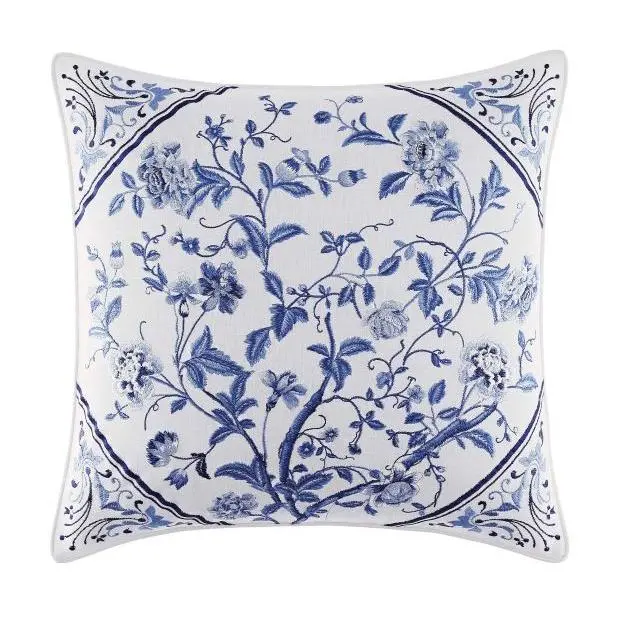 Laura Ashley Ch arlotte China B lue 16" X 16" S quare Pillow