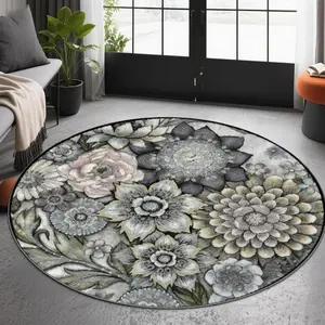 Velvet round patterned printed carpet that is soft and comfortable, suitable for multiple scenarios, available in various sizes, and non-shedding.