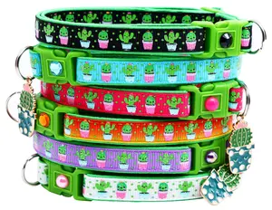 Cute but Prickly Breakaway Safety Cactus Desert Cat Collar with Jingle Bell & Charm by Pugs2Persians