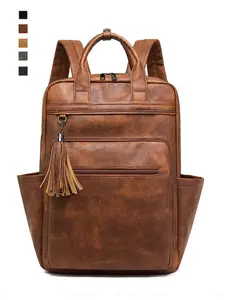 Unisex PU Shoulder Bag, Large Capacity Business Backpack, Fits 15.6-Inch Laptop, Waterproof Multi-Pocket Design, Fashionable & Durable