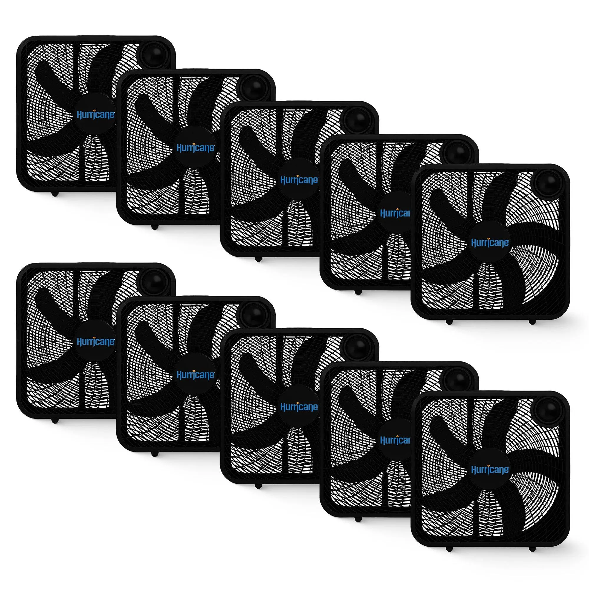Hurricane 20" Classic Series Floor Box Fan with 3 Speed Settings, Black, 10 Pack
