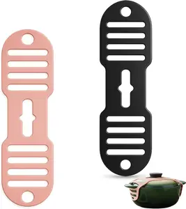 Pack of 2 Silicone Lid Lock Strap for Crockpot Slow Cooker (6/7/8 Quart), Universal Crockpot Lid Holder & Rubber Strap Alternative  Heat-Resistant, No-Spill Design Transport Accessories (Pink+Black)