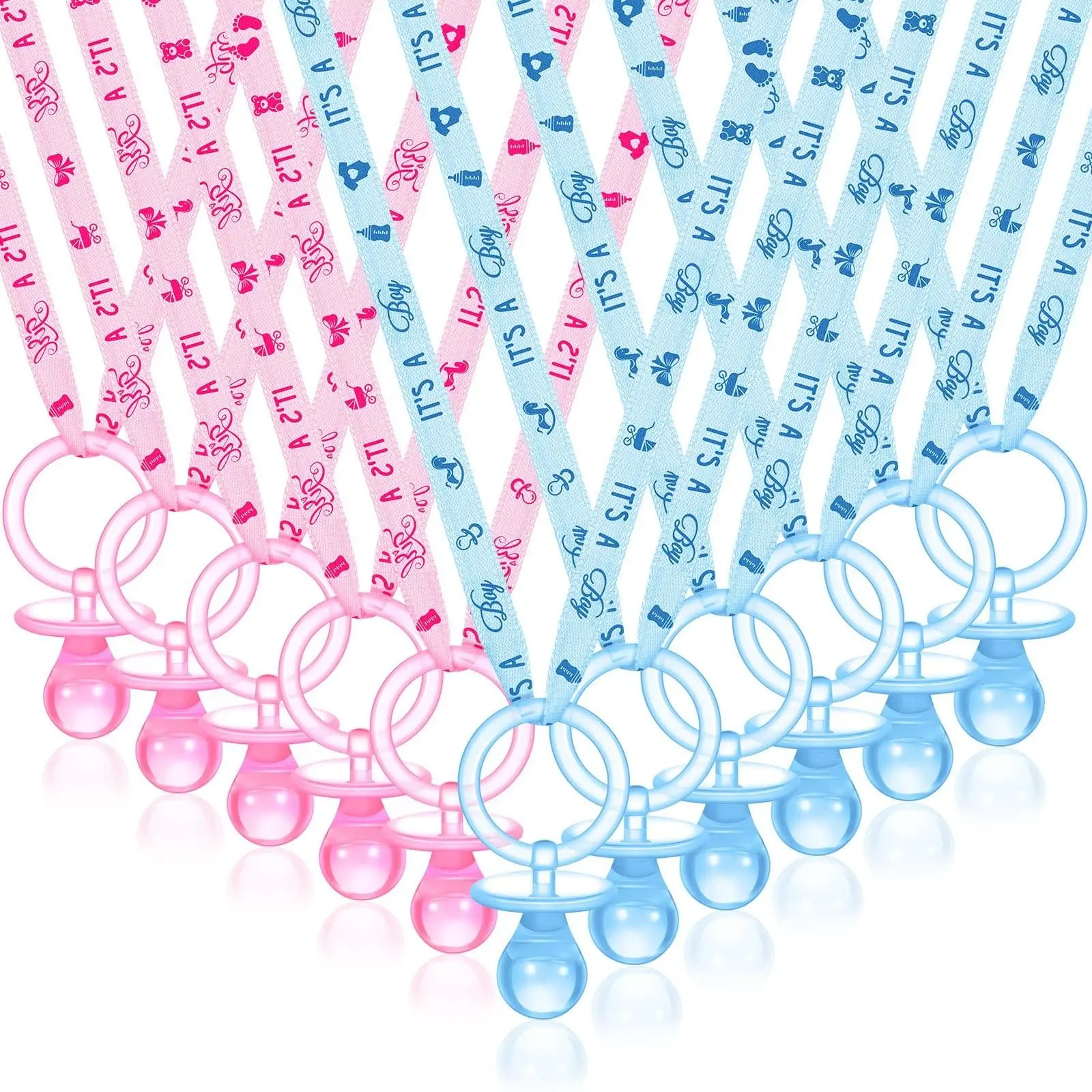 Acrylic Baby Pacifier Necklace Set, Newborn & Infant Baby Shower Party Gift, Cute Design for Boys & Girls, Cielito Lindo Soother Sleep Aid Pendant