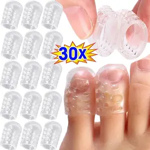 Women's Gel Toe Protector Sleeves, Clear Transparent Silicone Foot Care Finger Caps, Elastic Anti-Bubble Design, 5-30 Pieces Set
