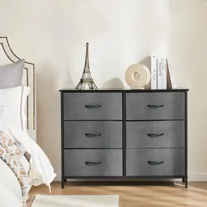 OLIXIS 6 Drawers Storage Organizers Units, Closet Organizers And Storage For Clothes, Fabric Storage Drawer TV Stand For Living Room, Chest Of Dresser In 38.2"D X 13.8"W X 30"H, Grey