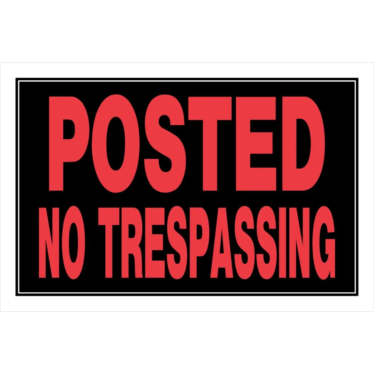 Hillman Group 8x12 in Red-Black Plastic Posted No Trespassing Sign, Home Decor Plaque, Safety Yard Sign for Home Supplies, Home Decoration