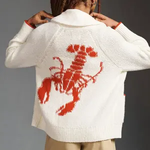 Coastal Catch Cardigan - Red, Oversized Fit, Knitwear, Everyday Wear, Comfortable Design Womenswear Tops