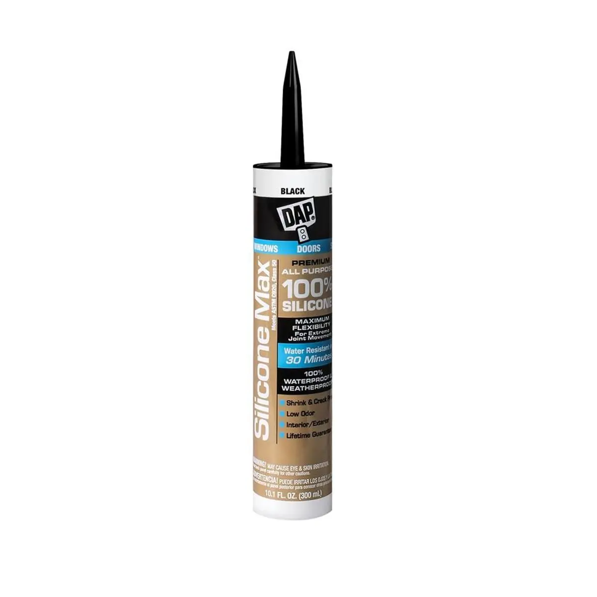 Dap 273645 Cold Silicone Max Sealant - 10.1oz, Black, Waterproof, Flexible, for Windows, Doors, Multi-Surface Home Improvement