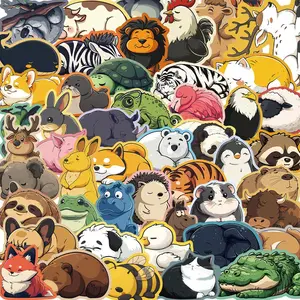 Animal Series Sticker, 50pcs/set Waterproof Self Adhesive Decor Paper, Decor Sticker for Gift Greeting Card & Water Bottle & Laptop