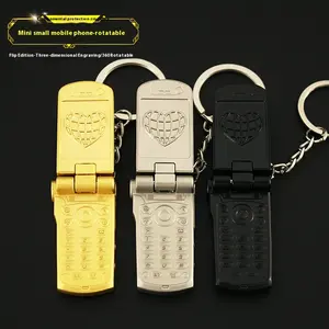 Flip Phone Keychain Cute In Black Gray And Yellow Solid Colors With A Flip Design Retro Fashion And Millennial Style Suitable For Decorating Keys