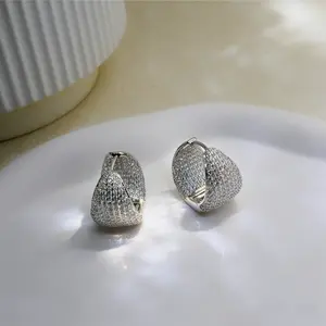 Celestial Pave Moissanite Huggies | Quiet Luxury 18K Gold Plated S925 Post Small Flat Hoop Earrings Lightweight Tarnish-free Daily Essential Jewelry for Professional Women Hypoallergenic Free Express