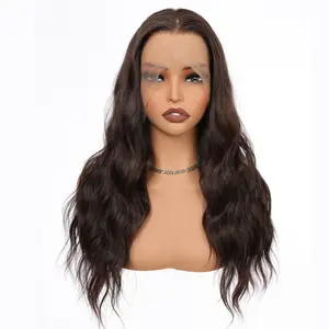 Athena - MaxFull 20" Dark Chocolate Natural Water Wave Wig | 13x5 Skin-Melt Transparent Lace Front, Realistic Built-In Faux Scalp, Fluffy Soft Clean Girl Luxury Salon Look, Tangle-Resistant Beginner-Friendly Glueless Synthetic Everyday Wig