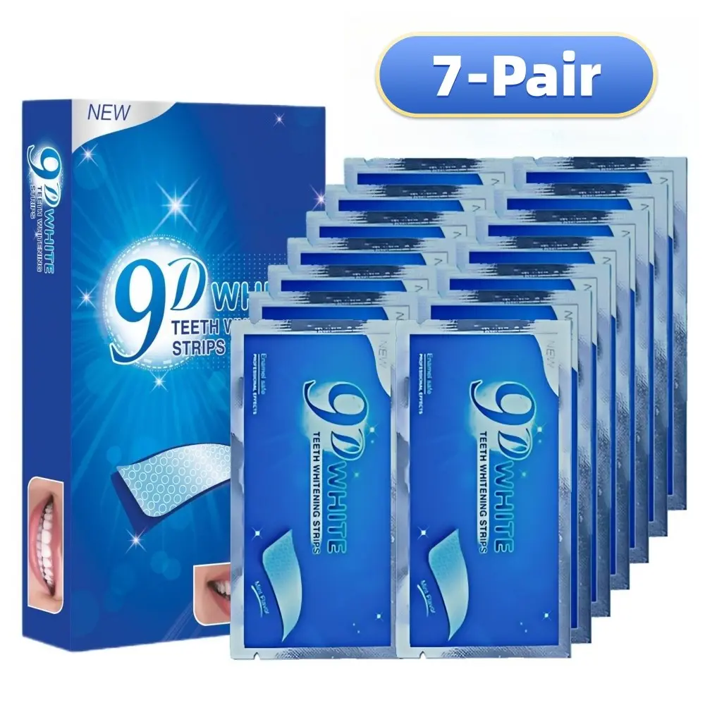 7 Pairs 14 Pieces 9D Whitening Tooth Strips, Teeth Whitening Strips, Teeth Whitener, Travel Portable Tooth Strips, 8% Sodium Phytate, Home & Travel Use, Teeth Brightening, Teeth Brightener Strips