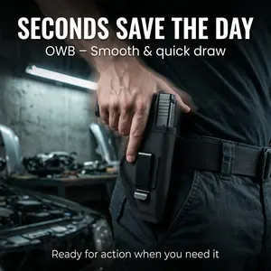 Tactical Holster with Metal Clip & Snap Button, Ambidextrous Black Nylon Holster, Secure IWB/OWB Carry for Compact Handguns, Hunting & Outdoor Gear with Bonus Attachments