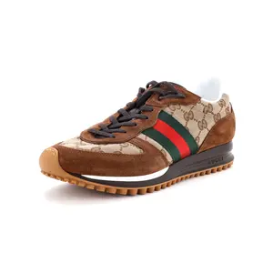 Pre-owned Gucci Men's Re-Motion Sneakers GG Canvas and Suede by Rebag