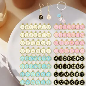 Pack Of 104 letter ornaments for jewelry making |letter charms- bracelets, necklaces, and DIY letter pendants, metal alloy, coated enamel, metal alloy, coated enamel
