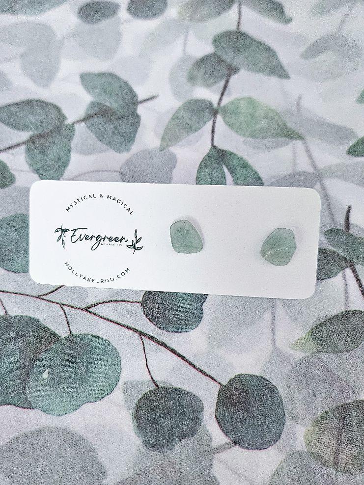Evergreen by HAXEco Green Aventurine Stud Earrings - Pair of Earrings with Lightly Tumbled Finish Evergreen by HAXEco Green Aventurine Stud Earrings - Pair of Earrings with Lightly Tumbled Finish