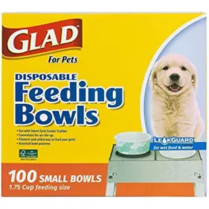 for Pets Disposable Feeding Bowls Small Disposable Dog Bowls in Assorted Designs1.75 Cup Feeding Size, 100 Count Dog Bowls Are Great for Dry and Wet Dog Food or Water (Pack of 1)