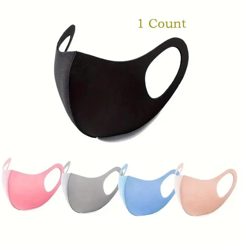 Solid Color Casual Face Mask, 1 Count Breathable Dustproof Face Cover, Washable Face Mask for Men & Women, Sports & Outdoor Clothing Accessories