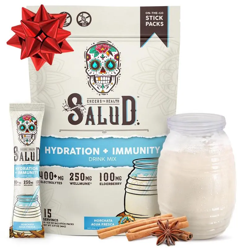Salud 2-in-1 [Hydration + Immunity] Electrolytes, Immune Support, Dairy & Soy Free - 400mg Electrolytes, 250mg Wellmune, 100mg Elderberry - Healthcare, Vitamin (15 Servings), Coconut, Sugar