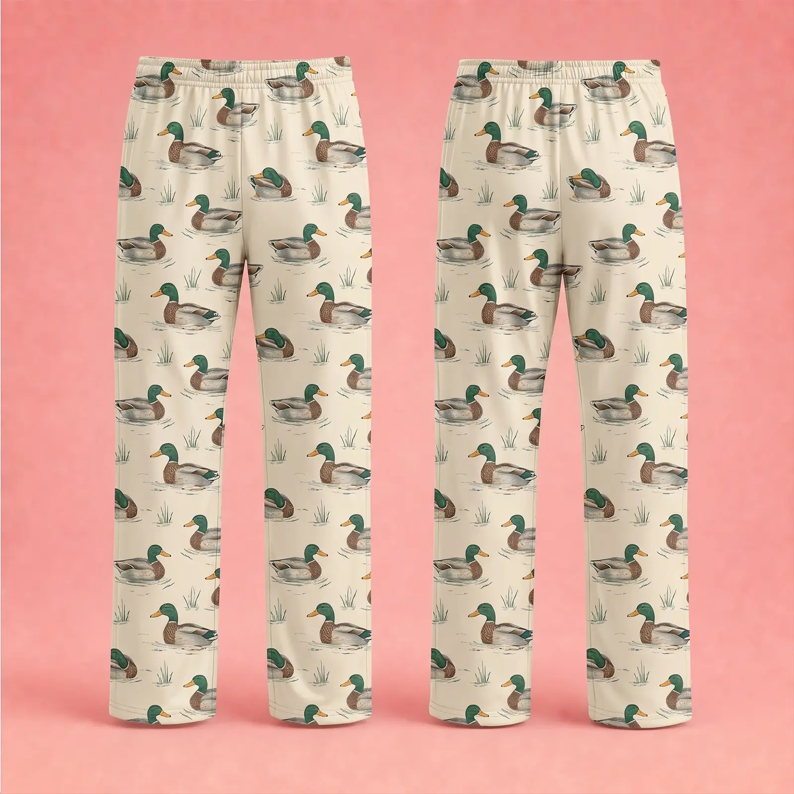 Mallard Duck Pajama Pants Trousers, Vintage Duck Print Lounge Pants with Pockets, Has Pocket UnisexFunny Gift Made in USA