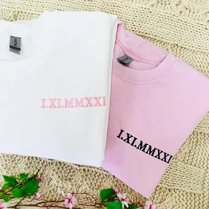 Anniversary Embroidered Sweatshirt, Custom Roman Numeral Crewneck, Romantic Gift