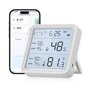 WiFi Thermometer Hygrometer, Indoor Humidity Monitor for Room, Temperature Sensor with App, Large LCD Display with Light, Notification Alerts, Free Data Export