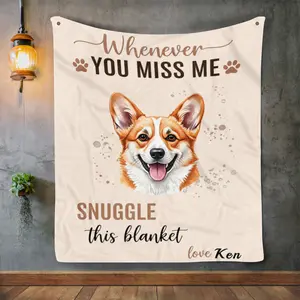 CubeBik Personalized Dog Memorial Blanket Using Pet Photo + Name Custom Pet Dog Cat Memorial Gift