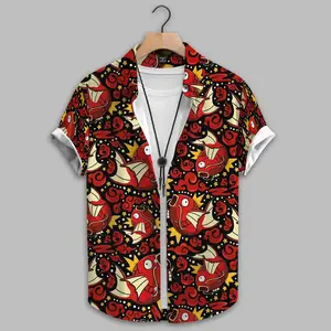 Magikarp Hawaiian Shirt, Funny Cartoon Fish Button Up, Anime Inspired Tropical Shirt, Summer Vacation Gift, Gift for Anime Fans