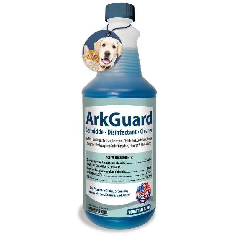 ArkGuard Kennel Cleaner & Disinfectant Concentrate, Quart - Makes 16 Gallons - Kills Parvo & Kennel Cough - One Step Clean, Disinfect & Deodorize for Kennels, Crates & Grooming Salons