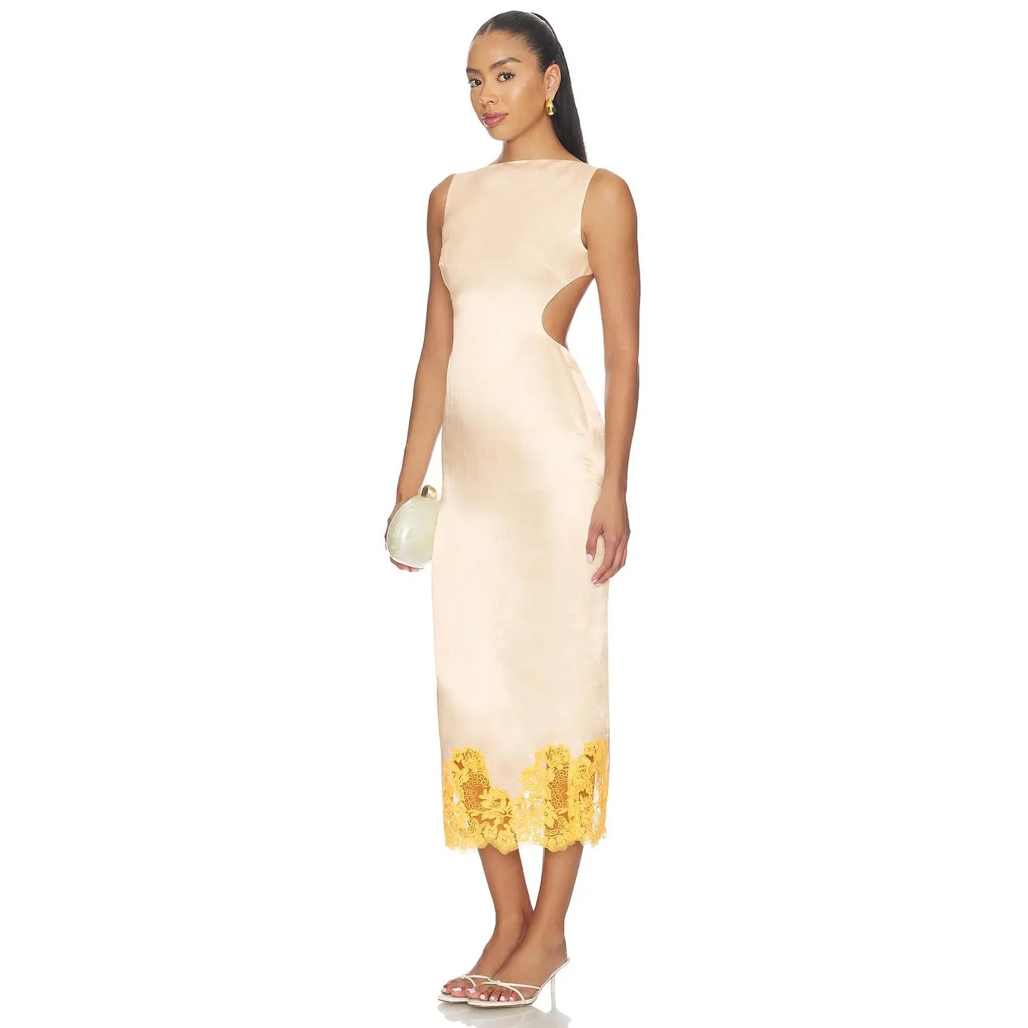 Camila Coelho Mireya Maxi Dress in Ivory & Honey Yellow