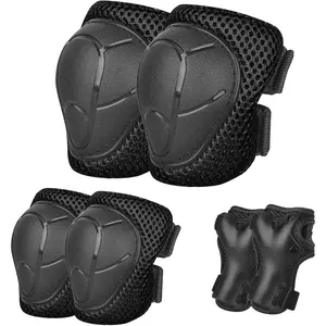 Kids Youth Adult Skateboard Protective Gear Elbow Pads Wrist Guards with Strong Double Straps Adjustable Easy-Fix Clips for Skateboarding Rollerblading Scooter Skating Bicycle
