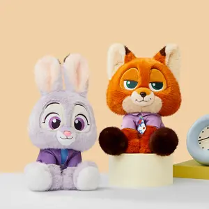 MINISO Disney Zootopia Outdoor Sitting Plush Figure – Nick Wilde & Judy Hopps, Cute & Relaxing Plush Toy Christmas Shopping Ideal Gift for New Year Holiday Gift for Kids Her Friends Students