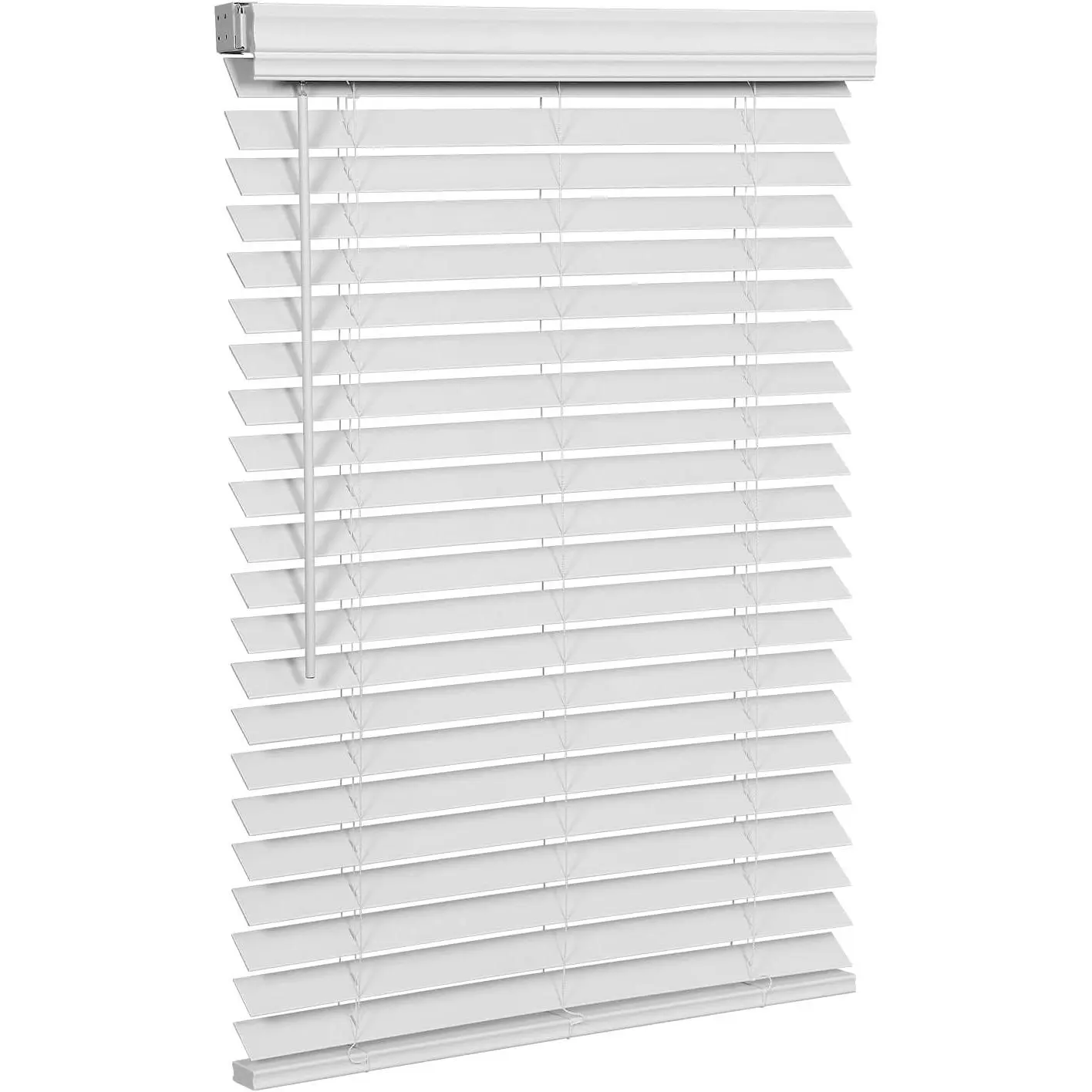 2" Slat Faux Wood Blinds with Crown Valance- Cordless Horizontal Blinds Room Darkening Blinds for Windows Bedroom, Bathroom, Living Room, Glass Door Interior Decor, 34" Wx 36" H