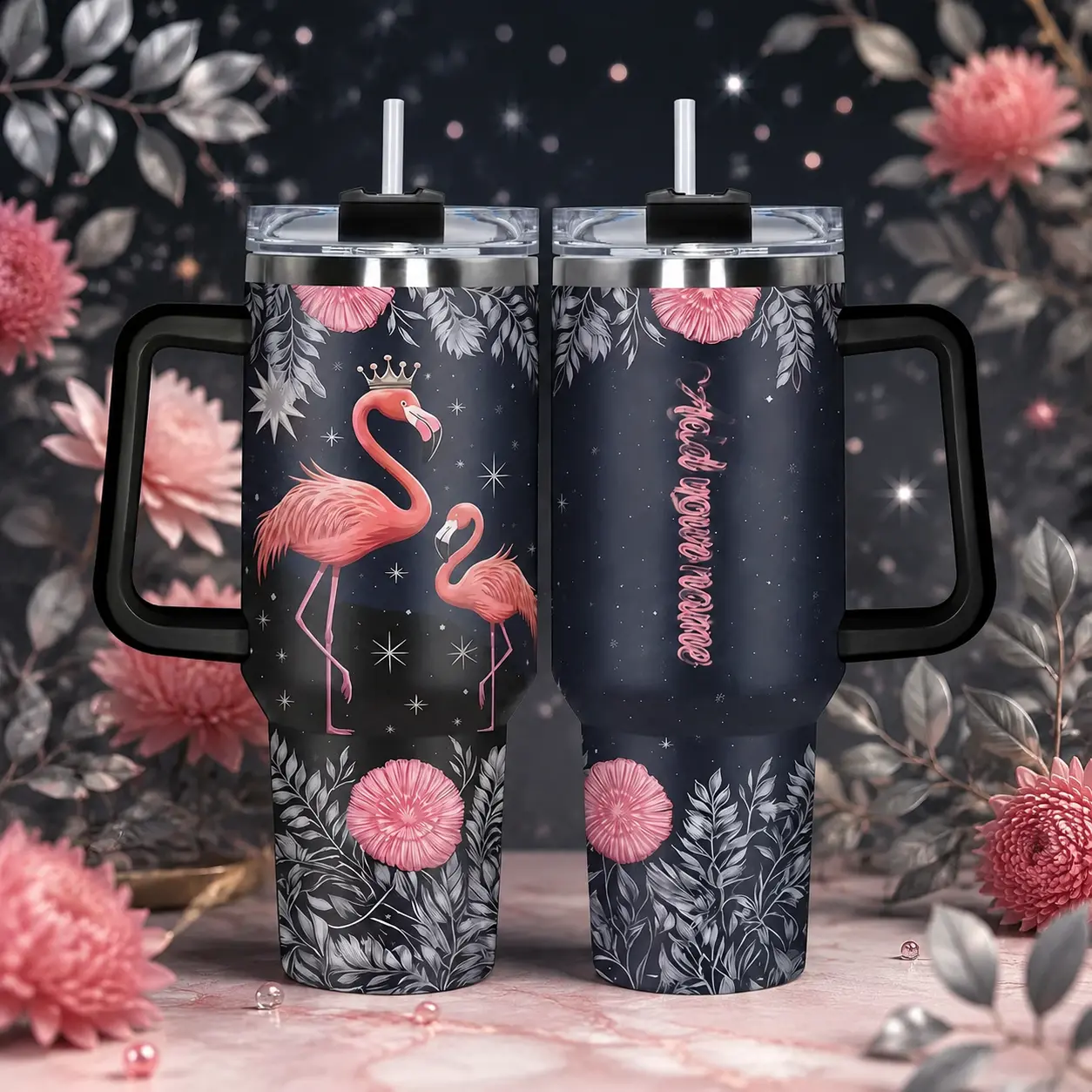 1 unidad, Vaso termo personalizado de 1.2L (40Oz) con tapa, Flamingo, Botella de agua de acero inoxidable con nombre personalizado, Aislado y duradero, Regalo para cualquier ocasión Cumpleaños, Días festivos o momentos es