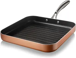 Nonstick Grill Pan for Stove Top with Grill Sear Ridges, Nonstick Ultra Durable Grilling Pan, Metal Utensil Safe, Stay Cool Stainless-Steel Handle, Oven & Dishwasher Safe, Non-Toxic Cookware