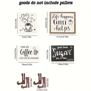 Coffee Themed Wooden Sign, Decorative Plaque, 8 Counts/set Coffee Letter Pattern Wooden Sign, Rustic Farmhouse Design Home Decor for Coffee Shop, Bar, Living Room, Bedroom, Home Decoration