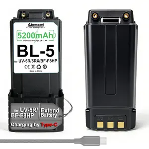 BL-5 5200mAh Li-ion Battery Pack Compatible with UV-5R/5RA/BF-F8HP Series, 7.4V Extended Battery with Type-C Charging