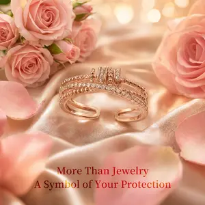 Rose Gold Fidget Ring for Anxiety - Sparkling Zircon Spinning Bead Ring for Women - Adjustable Stress Relief Jewelry - Sentimental Gift for Daughter with Message Card